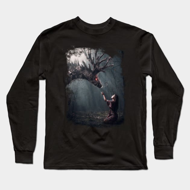 Spirit Animal Native American Fantasy Forest Long Sleeve T-Shirt by AltrusianGrace